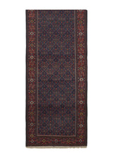 14186 Persian Rug Senneh Handmade Runner Tribal Vintage 3'6'' x 21'0'' -4x21- Blue Red Herati Design