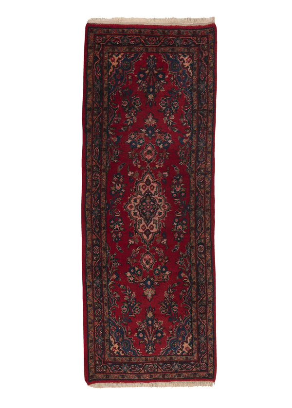 1442 Persian Rug Hamadan Handmade Runner Tribal 2'9'' x 6'10'' -3x7- Red Floral Design