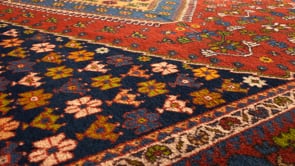 Persian Rug Yalameh Handmade Area Tribal 6'10"x9'7" (7x10) Red Blue Geometric Design #21394