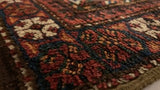 Persian Rug Baloch Handmade Area Runner Antique Tribal 3'11"x10'7" (4x11) Red Geometric Design #27832