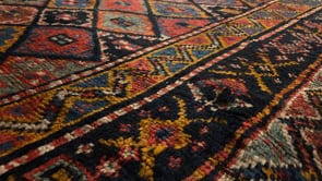 Persian Rug Kurdistan Handmade Area Runner Antique Tribal 4'8"x9'5" (5x9) Multi-color Green Geometric Design #28627