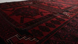 Oriental Rug Afghan Handmade Area Runner Tribal 4'2"x9'2" (4x9) Red Bokhara Design #32143