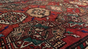 Caucasian Rug Kazak Handmade Area Runner Tribal Vintage 5'1"x9'2" (5x9) Red Green Geometric Design #31906