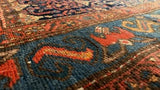 Persian Rug Malayer Handmade Area Antique Tribal 4'2"x7'10" (4x8) Orange Blue Geometric Design #26669
