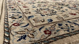 Persian Rug Nain Handmade Area Square Traditional 6'8"x6'8" (7x7) Whites/Beige Floral Design #34296