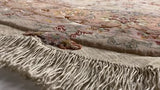 Persian Rug Tabriz Handmade Round Traditional 6'7"x6'7" (7x7) Pink Whites/Beige Naghsh Floral Design #22087
