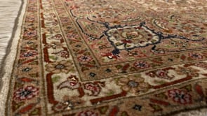 Persian Rug Tabriz Handmade Area Square Traditional 6'8"x6'10" (7x7) Whites/Beige Green Mahi Fish Design #26392