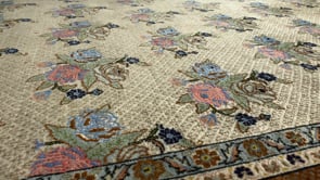 Persian Rug Tabriz Handmade Area Traditional 6'7"x9'7" (7x10) Whites/Beige Orange Floral Design #32309