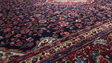 Persian Rug Hamadan Handmade Area Traditional Tribal 7'2"x10'11" (7x11) Red Blue Floral Design #28613
