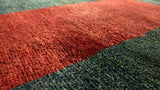 Persian Rug Gabbeh Handmade Area Tribal 6'10"x9'0" (7x9) Green Open Pictorial Design #33008