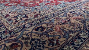 Oriental Rug Chinese Handmade Area Traditional 7'3"x10'3" (7x10) Red Blue Floral Design #18506