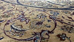 Persian Rug Nain Handmade Area Square Traditional 7'0"x7'0" (7x7) Whites/Beige Blue Floral Design #34640