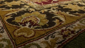 Oriental Rug Indian Handmade Area Transitional 5'11"x9'0" (6x9) Green Red Yellow/Gold Floral Design #16325
