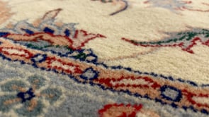 Oriental Rug Chinese Handmade Round Traditional 8'0"x8'0" (8x8) Whites/Beige Blue Floral Design #22684