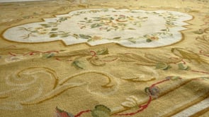 Oriental Rug Chinese Handmade Area Traditional 6'7"x9'10" (7x10) Whites/Beige Tapestry Floral Design #30364