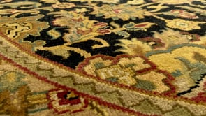 Oriental Rug Indian Handmade Round Transitional 6'2"x6'2" (6x6) Black Yellow/Gold Jaipur Floral Design #31573