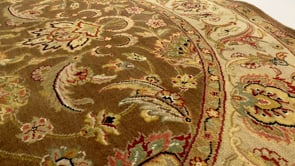 Oriental Rug Indian Handmade Round Transitional 6'1"x6'2" (6x6) Brown Whites/Beige Jaipur Floral Design #33051