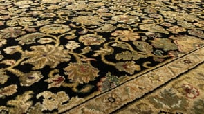 Oriental Rug Indian Handmade Area Transitional 6'2"x9'2" (6x9) Whites/Beige Black Oushak Design #33175