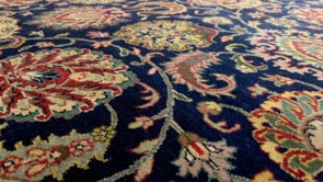 Oriental Rug Indian Handmade Round Transitional 5'11"x5'11" (6x6) Blue Red Jaipur Floral Design #33727