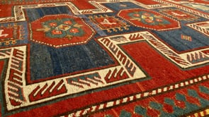 Caucasian Rug Kazak Handmade Area Antique Tribal 6'5"x9'1" (6x9) Red Geometric Design #34236
