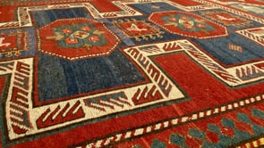 Caucasian Rug Kazak Handmade Area Antique Tribal 6'5"x9'1" (6x9) Red Geometric Design #34236