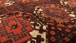 Persian Rug Ersari Handmade Area Antique Tribal 6'8"x8'7" (7x9) Red Bokhara Design #34302