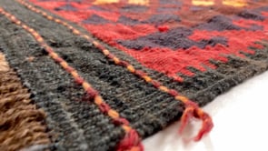 Oriental Rug Afghan Handmade Area Tribal 6'7"x9'4" (7x9) Multi-color Red Geometric Design #35177