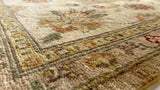 Oriental Rug Pakistani Handmade Area Transitional 7'0"x9'5" (7x9) Whites/Beige Yellow/Gold Floral Oushak Design #35667