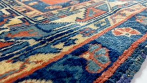 Oriental Rug Turkish Handmade Area Antique Tribal 4'5"x7'5" (4x7) Orange Blue Geometric Design #25925