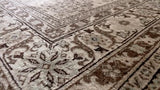 Persian Rug Abadeh Handmade Area Vintage Neutral 5'7"x8'2" (6x8) Brown Whites/Beige Geometric Design #26414