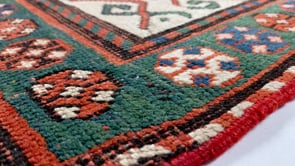 Caucasian Rug Kazak Handmade Area Antique Tribal 4'6"x7'7" (5x8) Red Blue Geometric Design #23404