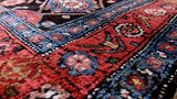 Persian Rug Malayer Handmade Area Runner Antique Tribal 4'1"x9'0" (4x9) Blue Red Geometric Design #24714
