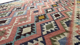 Persian Rug Shiraz Handmade Area Tribal 4'4"x8'11" (4x9) Pink Multi-color Geometric Kilim Design #31443