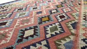 Persian Rug Shiraz Handmade Area Tribal 4'4"x8'11" (4x9) Pink Multi-color Geometric Kilim Design #31443
