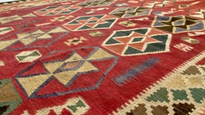 Persian Rug Shiraz Handmade Area Tribal 5'2"x9'1" (5x9) Red Pink Geometric Design #31445