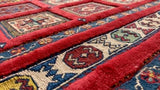 Persian Rug Azerbaijan Handmade Area Tribal 5'4"x7'10" (5x8) Red Multi-color High Low Pile Design #31521