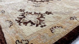 Oriental Rug Pakistani Handmade Area Transitional 5'0"x6'2" (5x6) Brown Whites/Beige Floral Design #32065