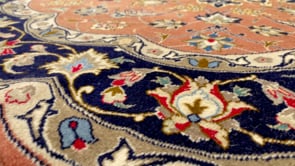Persian Rug Tabriz Handmade Round Traditional 4'10"x4'10" (5x5) Pink Floral Design #32604