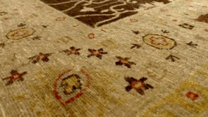Oriental Rug Pakistani Handmade Area Transitional 4'9"x6'2" (5x6) Brown Whites/Beige Floral Oushak Design #32916