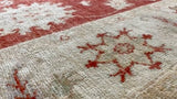 Oriental Rug Pakistani Handmade Area Transitional 4'9"x6'8" (5x7) Red Whites/Beige Floral Oushak Design #33265