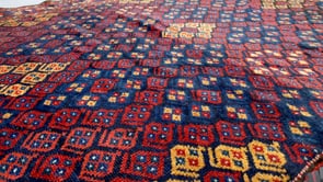 Persian Rug Ghashghaei Handmade Area Antique Tribal 4'9"x7'2" (5x7) Blue Red Geometric Design #33889