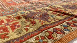 Oriental Rug Turkish Handmade Area Antique Tribal 4'2"x7'5" (4x7) Red Yellow/Gold Geometric Design #34151