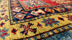 Oriental Rug Pakistani Handmade Area Square Transitional 4'11"x4'11" (5x5) Red Blue Kazak Design #34862