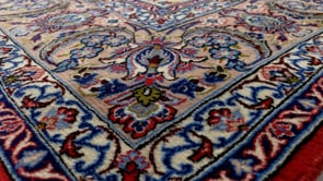 Persian Rug Isfahan Handmade Area Traditional 4'8"x8'2" (5x8) Red Blue Whites/Beige Floral Design #35044