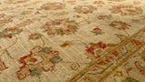 Oriental Rug Pakistani Handmade Area Transitional 6'7"x5'0" (7x5) Whites/Beige Yellow/Gold Floral Oushak Design #35456