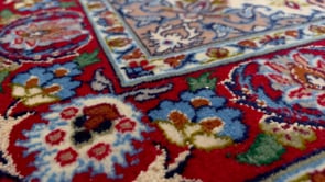 Persian Rug Isfahan Handmade Area Traditional 2'4"x3'6" (2x4) Red Whites/Beige Blue Floral Design #23211