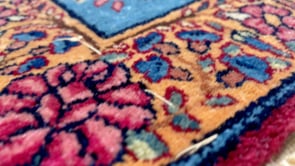 Persian Rug Kerman Handmade Area Traditional Antique 2'0"x3'7" (2x4) Blue Red Pictorial Design #23418