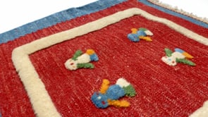 Persian Rug Gabbeh Handmade Area Tribal 1'8"x3'4" (2x3) Red Blue Saddle Bag Design #25443