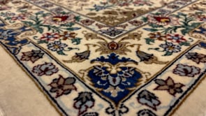 Persian Rug Isfahan Handmade Area Traditional 2'11"x4'2" (3x4) Whites/Beige Yellow/Gold Blue Floral Vase Design #20873