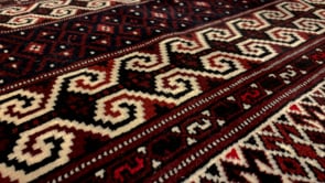 Persian Rug Baloch Handmade Area Tribal 2'10"x3'8" (3x4) Red Whites/Beige Geometric Design #27544
